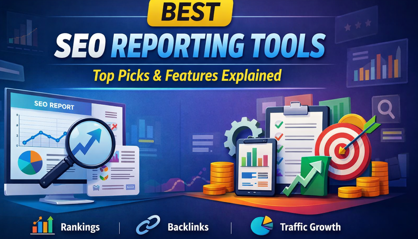 Best SEO reporting tools dashboard showing rankings backlinks and traffic analytics