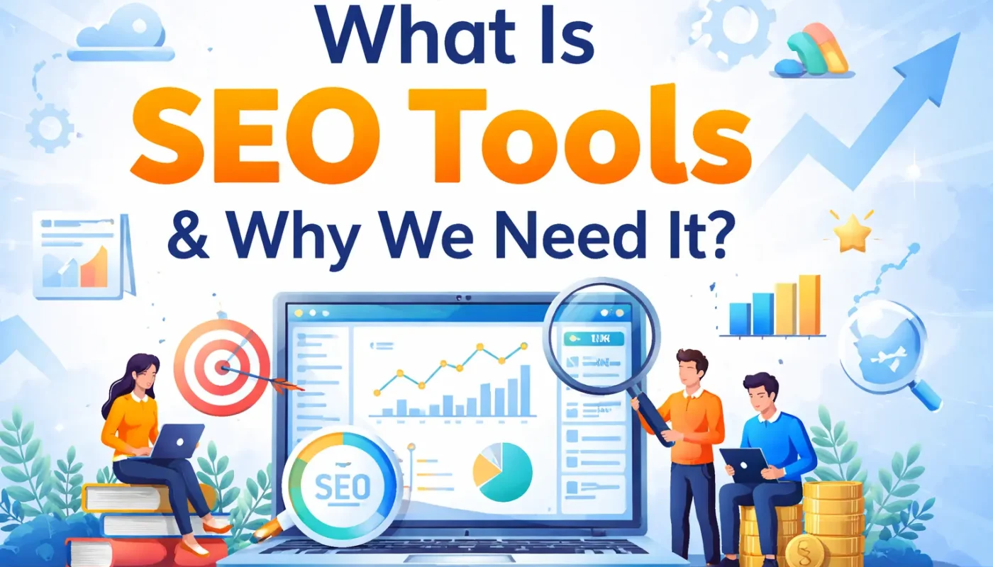 What is SEO tools and why we need it explained with dashboard, analytics, and keyword research illustration
